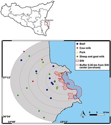 Heavy Metals and PAHs in Meat, Milk, and Seafood From Augusta Area (Southern Italy): Contamination Levels, Dietary Intake, and Human Exposure Assessment